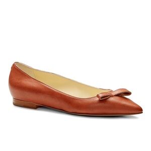 Sarah flint (Natalie) Elegant Brown Leather Flats with Bow